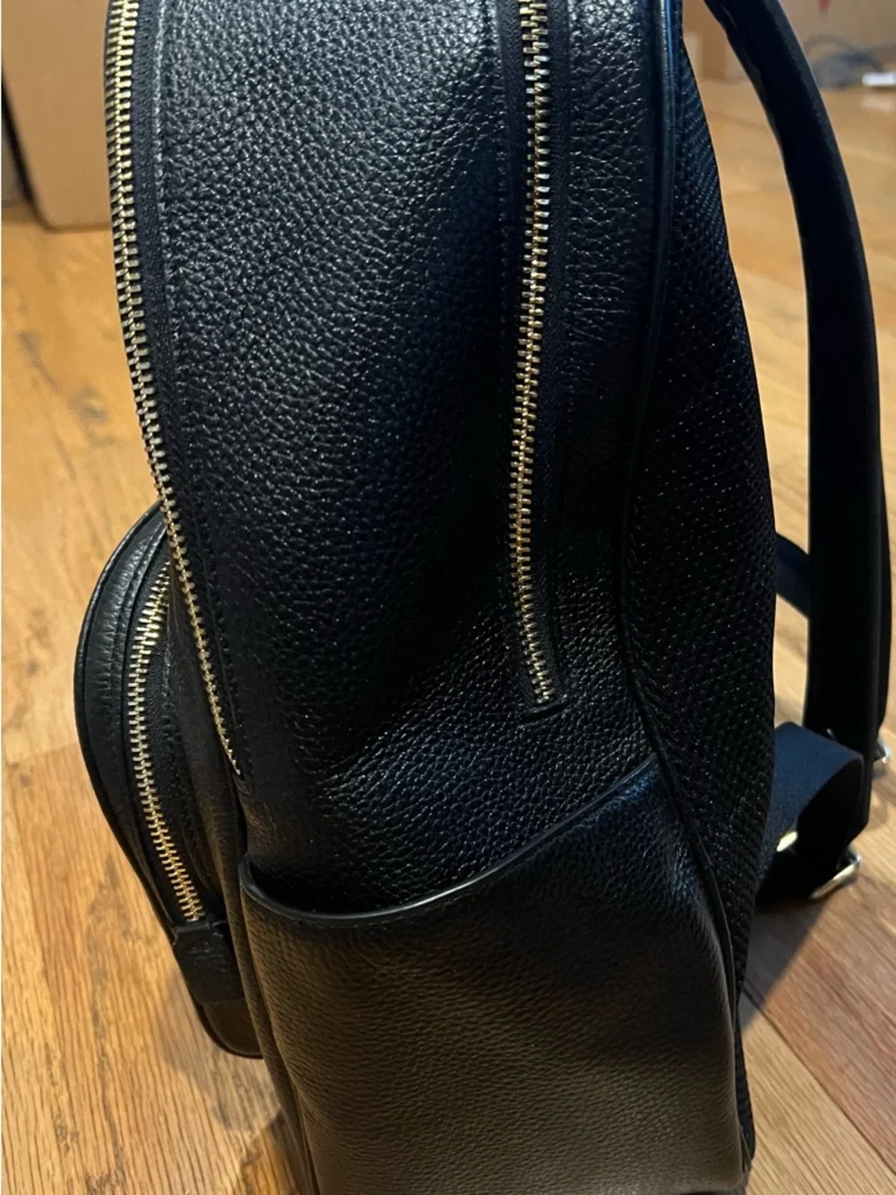Coach Black Pebbled Leather Backpack with Gold Logo - Picture 4 of 9